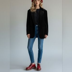 Plus Vintage Velvet Blazer Jacket